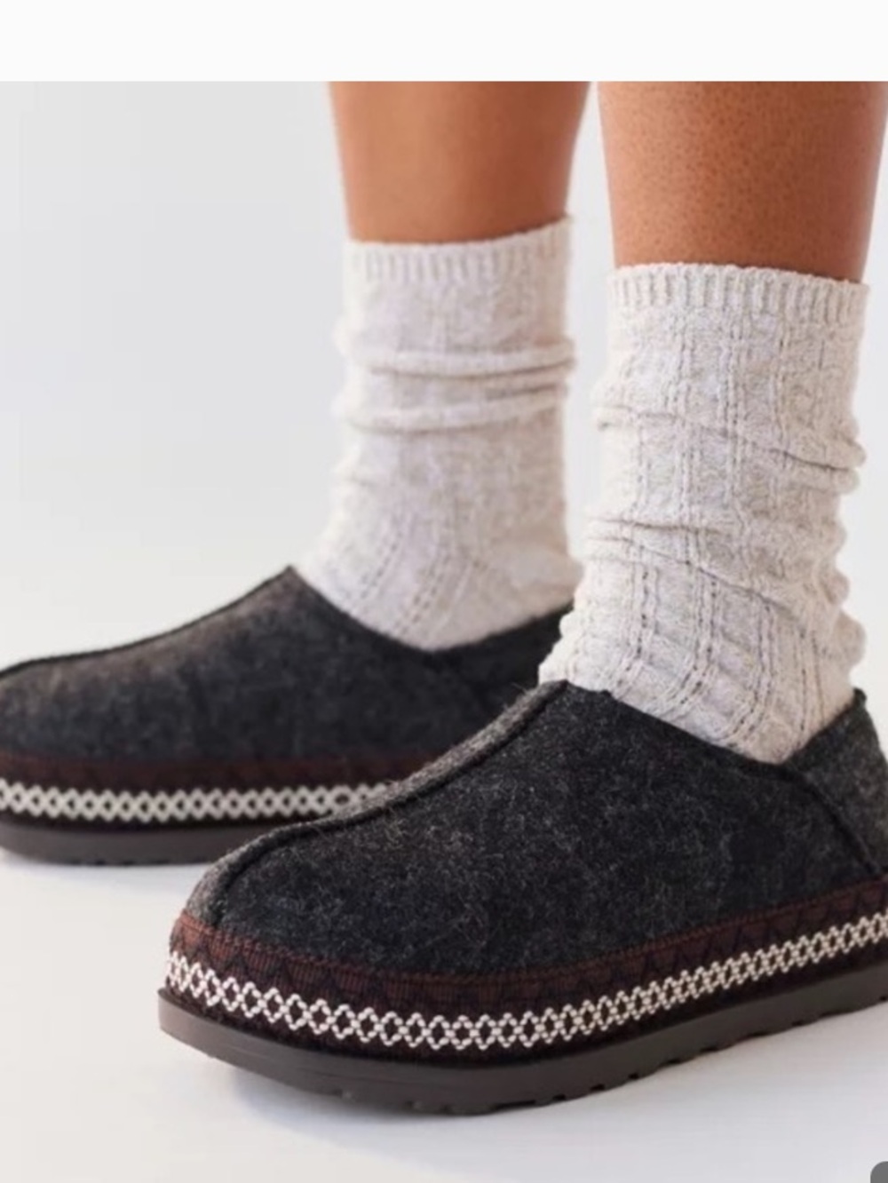 UGG Refelt Tasman Felt Charcoal Gray Convertible Platform Slipper Clog Shoes 9